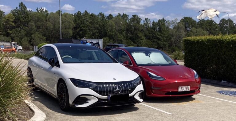 Electrical Mercedes AMG EQE53 vs. Tesla Comparability