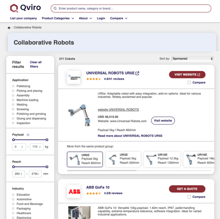 Robots-Weblog | Qviro Helps Robotics Patrons Make Clear Selections with Largest Market