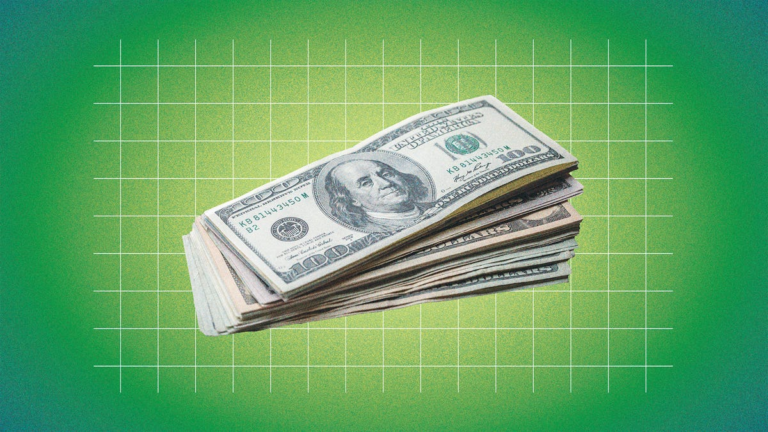 one hundred dollar bills on a green background