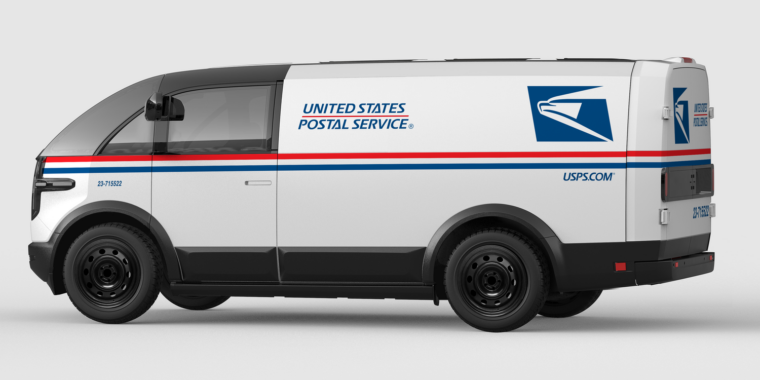 The USPS agrees to purchase six Canoo LDV electrical vans, delivered by April